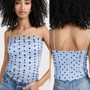 NWT Reformation Amber mineral polka dot mesh top